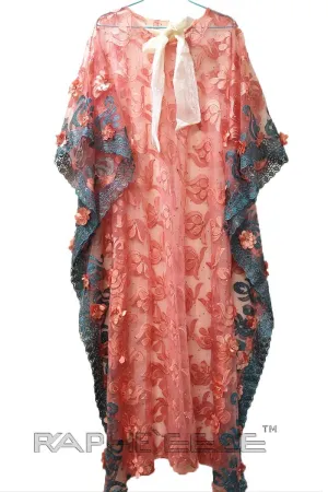 Coral Maxi Caftan Lace Gown