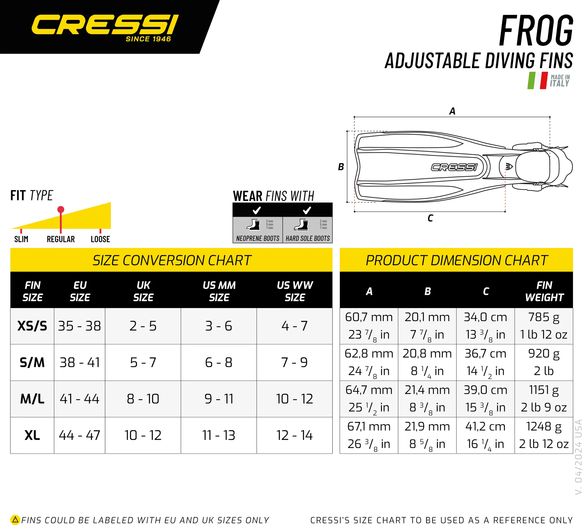 Cressi Frog Scuba Fins Black