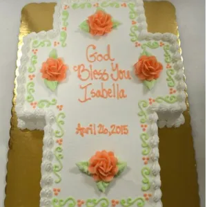 Cross cut out Cake with Delicate Design and Roses Cake