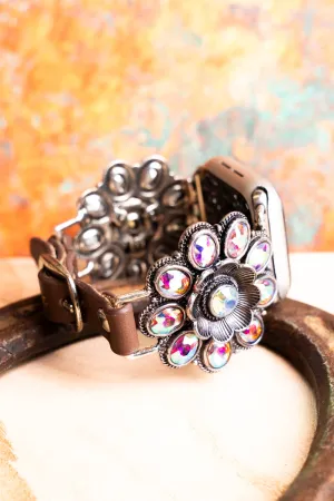 Crystal Bella Bloom Faux Leather Band for Smart Watch, 38mm-41mm