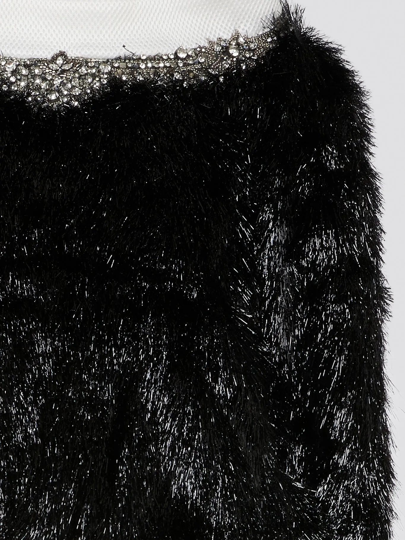 Crystal Embellished Faux Fur Sweater