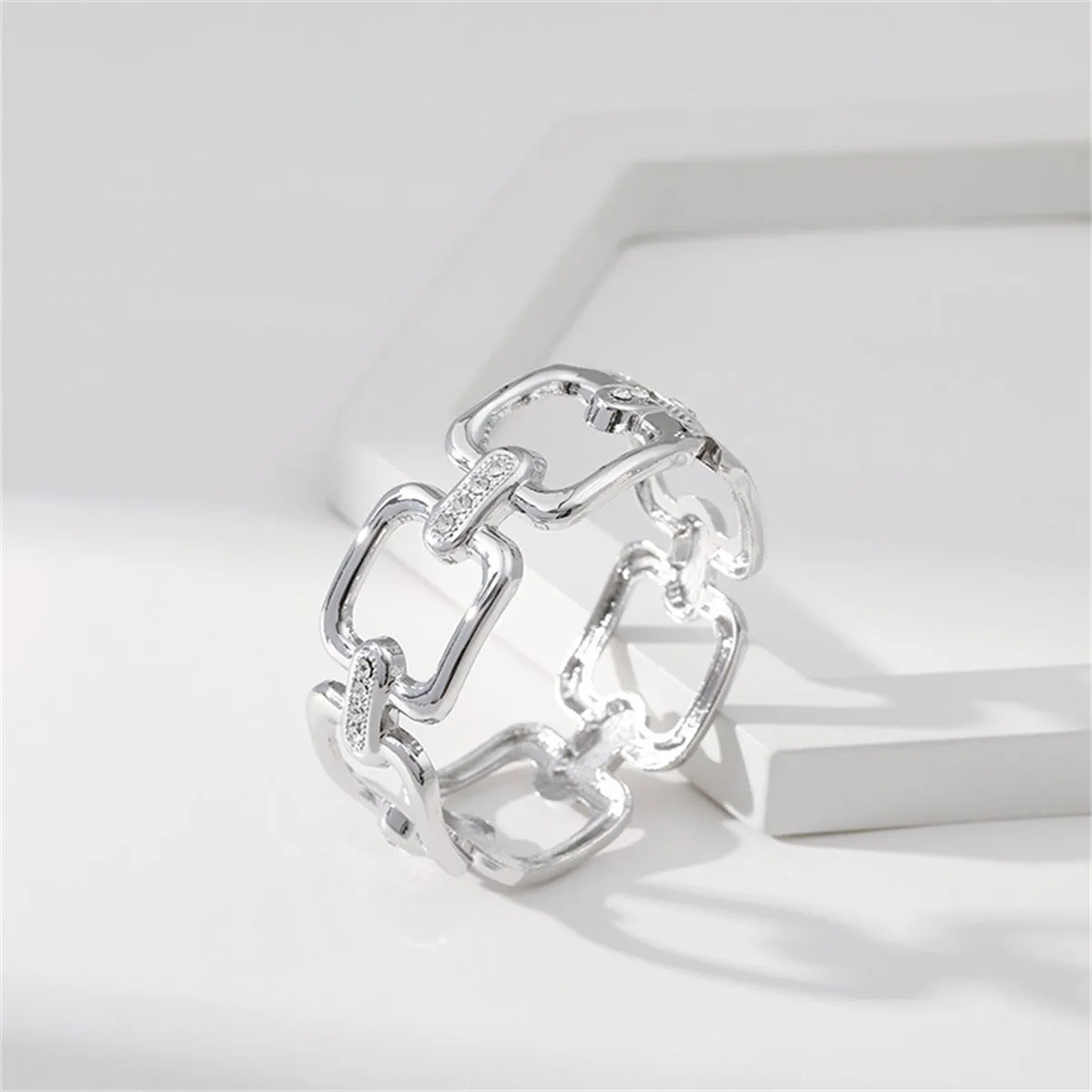 Cubic Zirconia & Silver-Plated Open Square Bangle