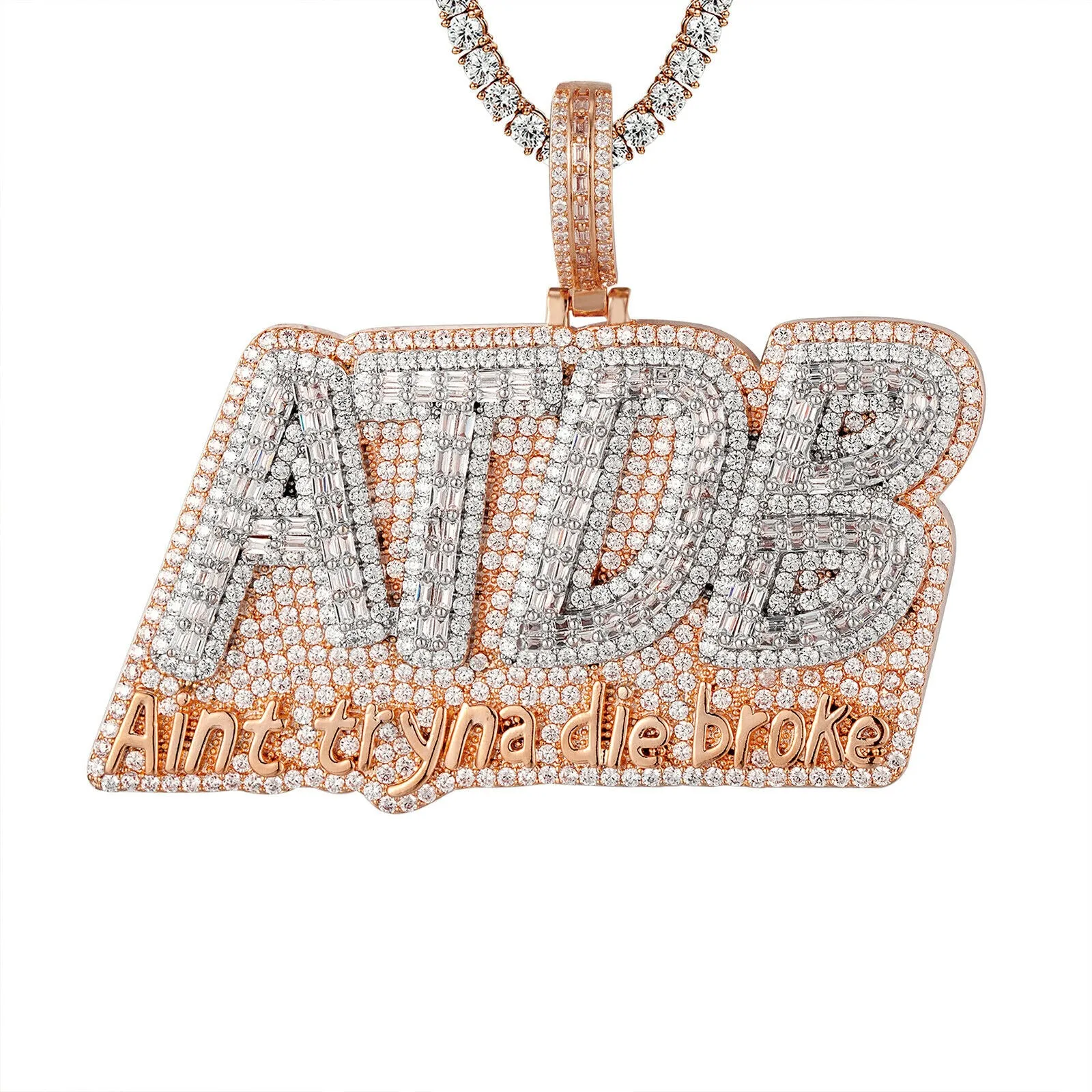 Custom ATDB Aint Tryna Die Broke   Simulated Diamond With Chain