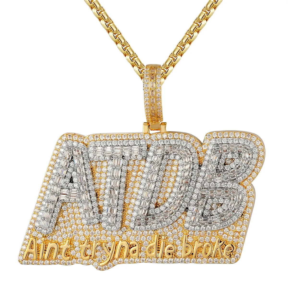 Custom ATDB Aint Tryna Die Broke   Simulated Diamond With Chain