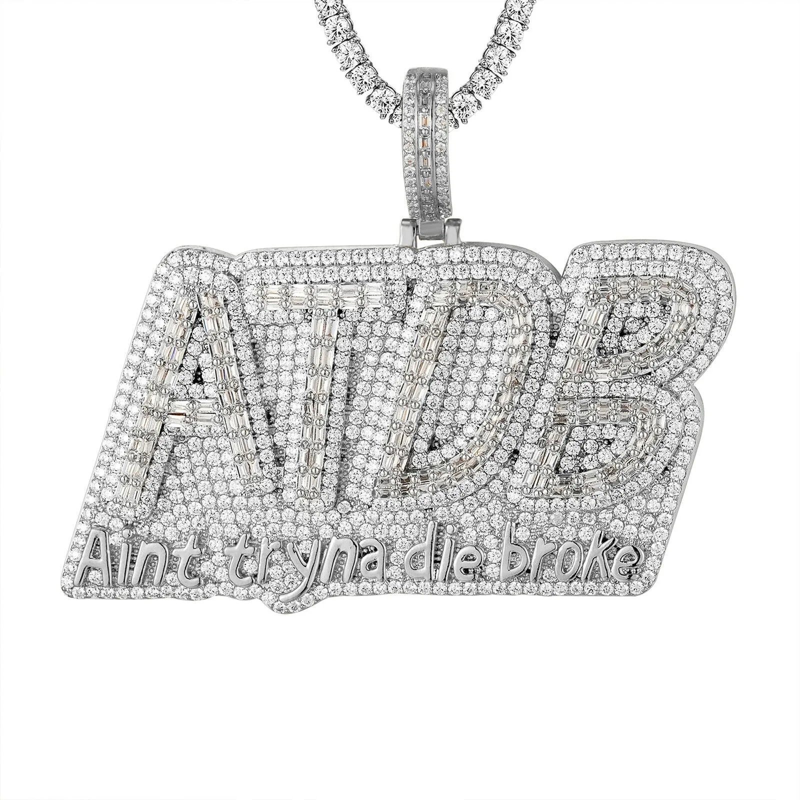 Custom ATDB Aint Tryna Die Broke   Simulated Diamond With Chain