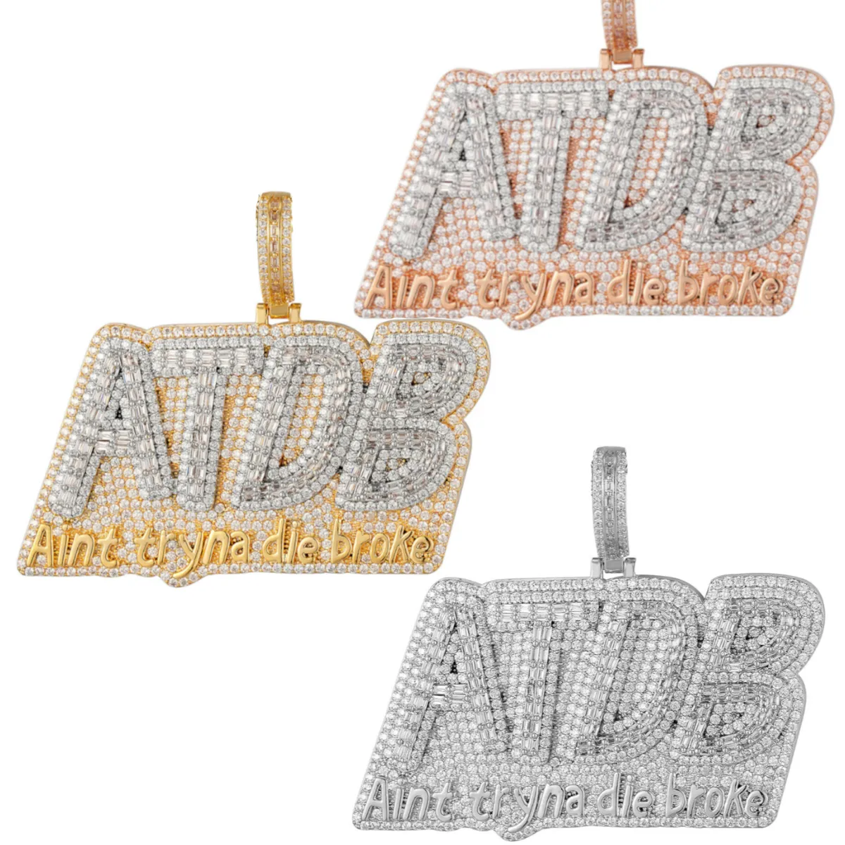 Custom ATDB Aint Tryna Die Broke   Simulated Diamond With Chain