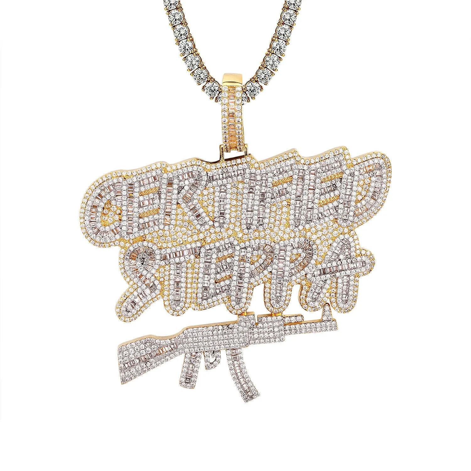 Custom Baguette Certified Steppa AK Simulated Diamond With Chain