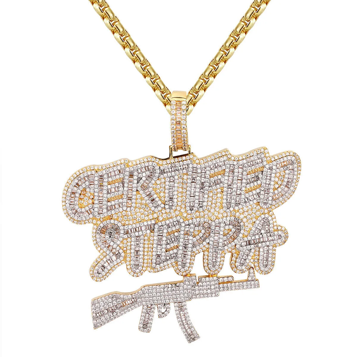 Custom Baguette Certified Steppa AK Simulated Diamond With Chain