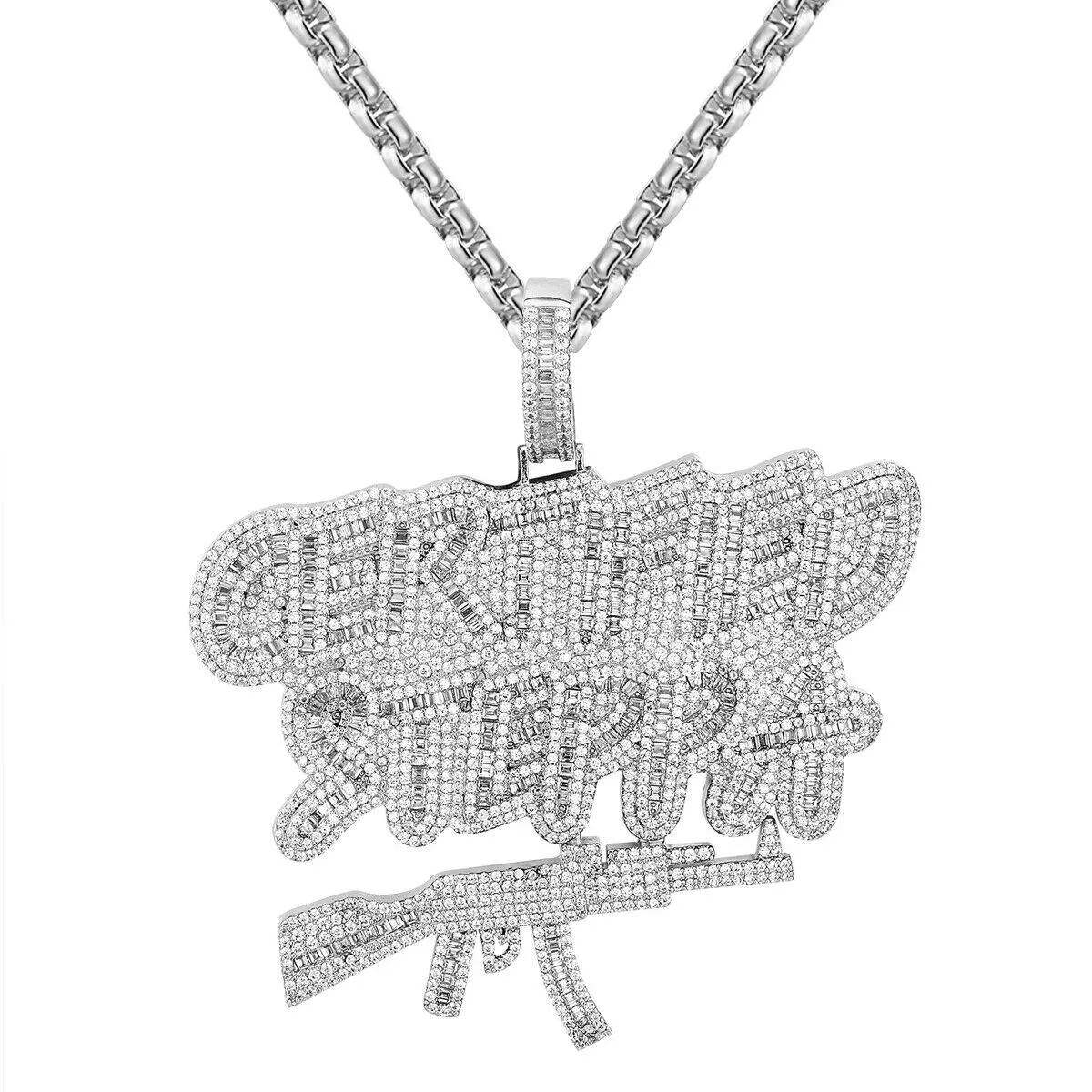 Custom Baguette Certified Steppa AK Simulated Diamond With Chain