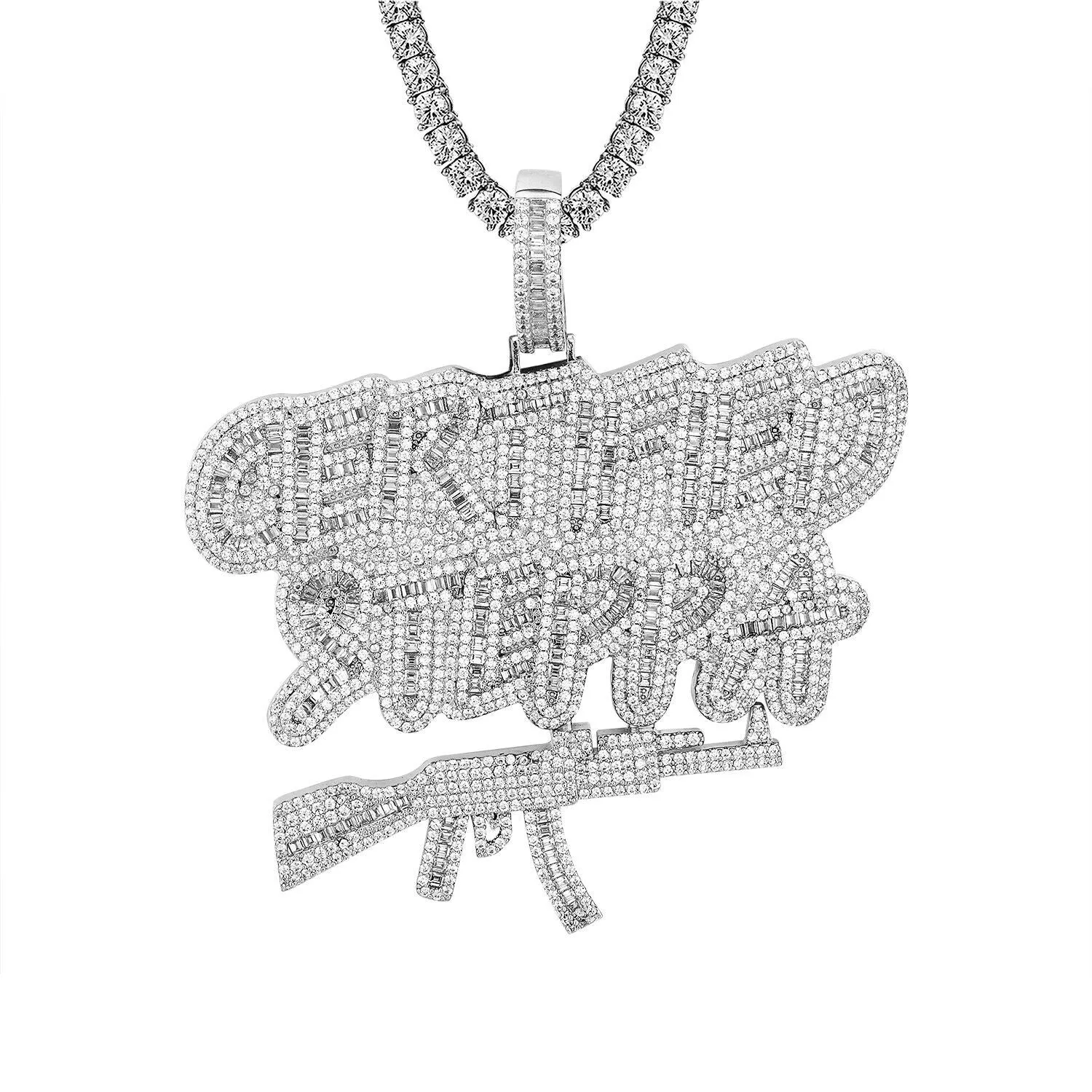 Custom Baguette Certified Steppa AK Simulated Diamond With Chain