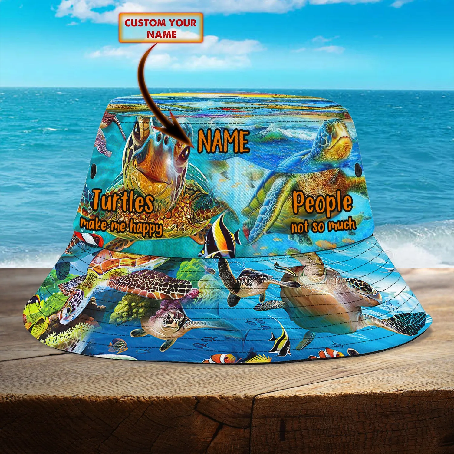 Custom Bucket Hat - Turtle - Loop - H9h3-369