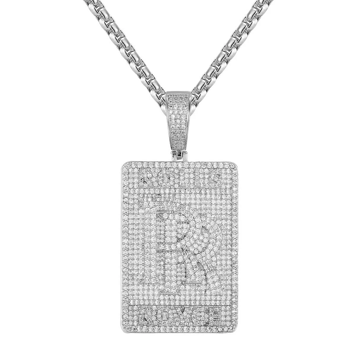 Custom  Luxury Car Logo RR Simulated Diamond  Pendant With Chain
