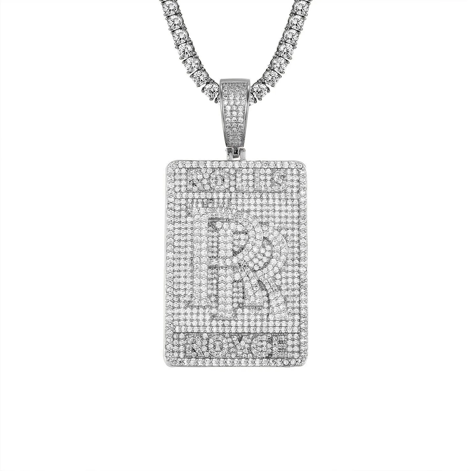 Custom  Luxury Car Logo RR Simulated Diamond  Pendant With Chain