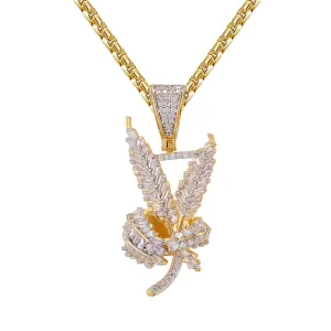 Custom Marijuana Cannabis Plant Simulated Diamond With Chain