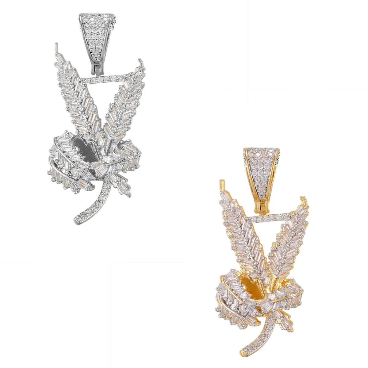 Custom Marijuana Cannabis Plant Simulated Diamond With Chain