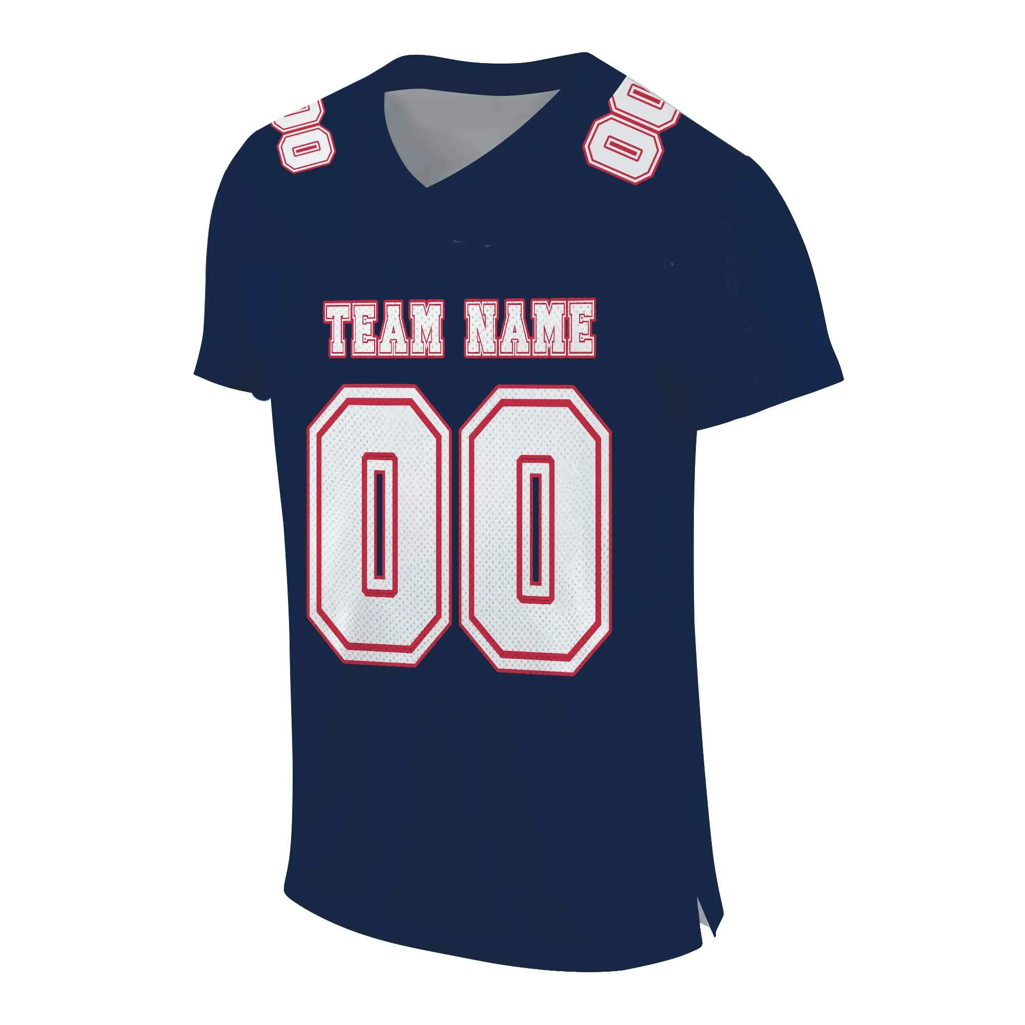 Custom Navy Red-White Mesh Authentic Football Jersey