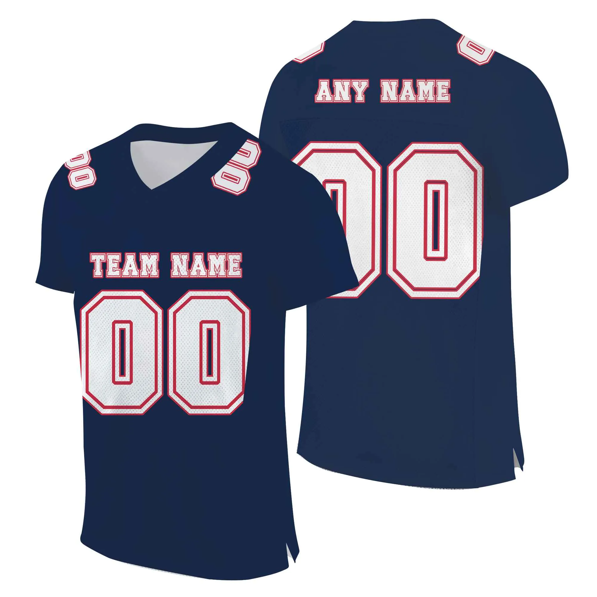 Custom Navy Red-White Mesh Authentic Football Jersey