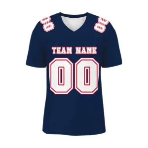 Custom Navy Red-White Mesh Authentic Football Jersey
