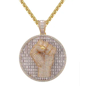 Custom Power Fist Simulated Diamond With Chain