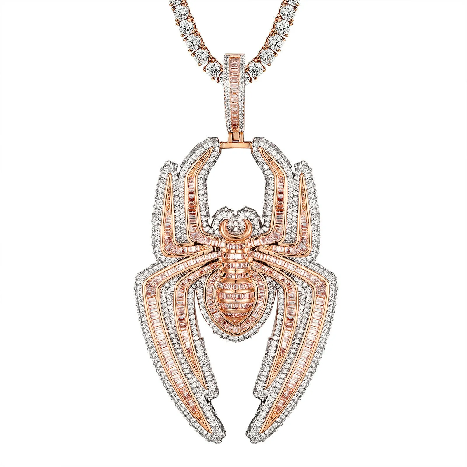 Custom Spider  Simulated Diamond With Chain