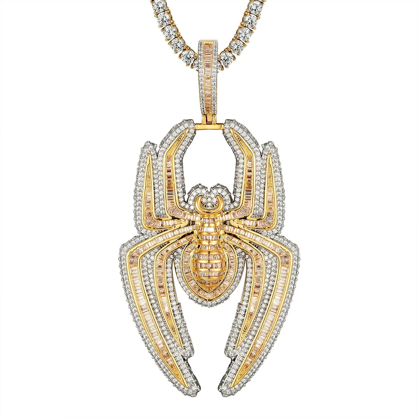 Custom Spider  Simulated Diamond With Chain