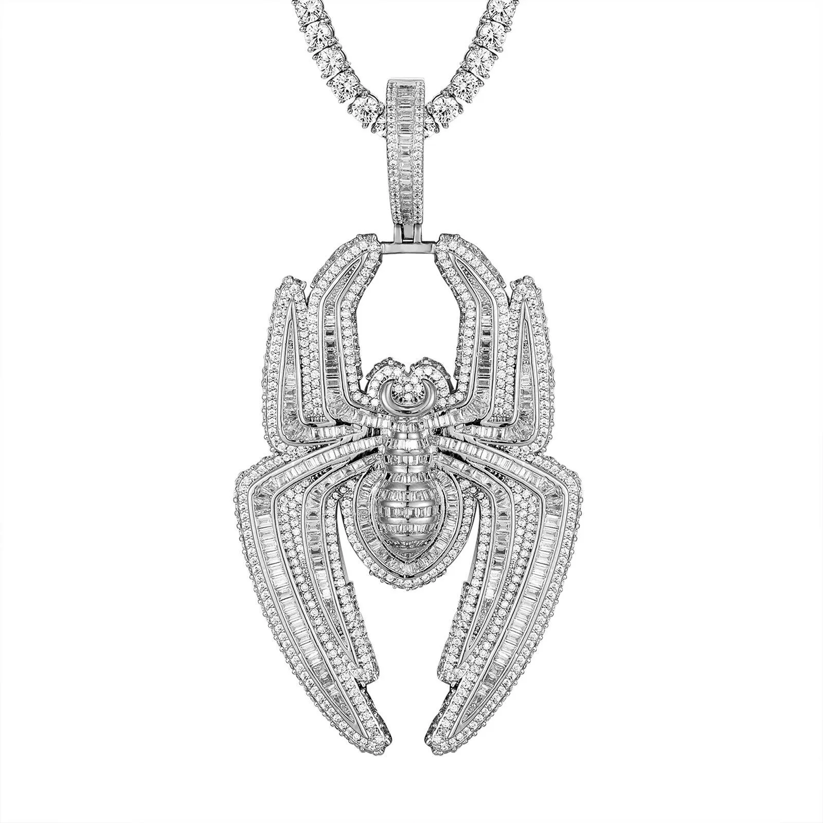 Custom Spider  Simulated Diamond With Chain
