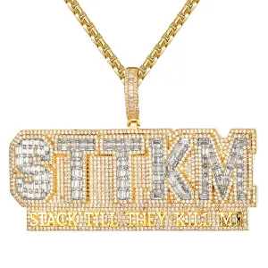 Custom Stack Till They Kill Me Baguette Simulated Diamond With Chain