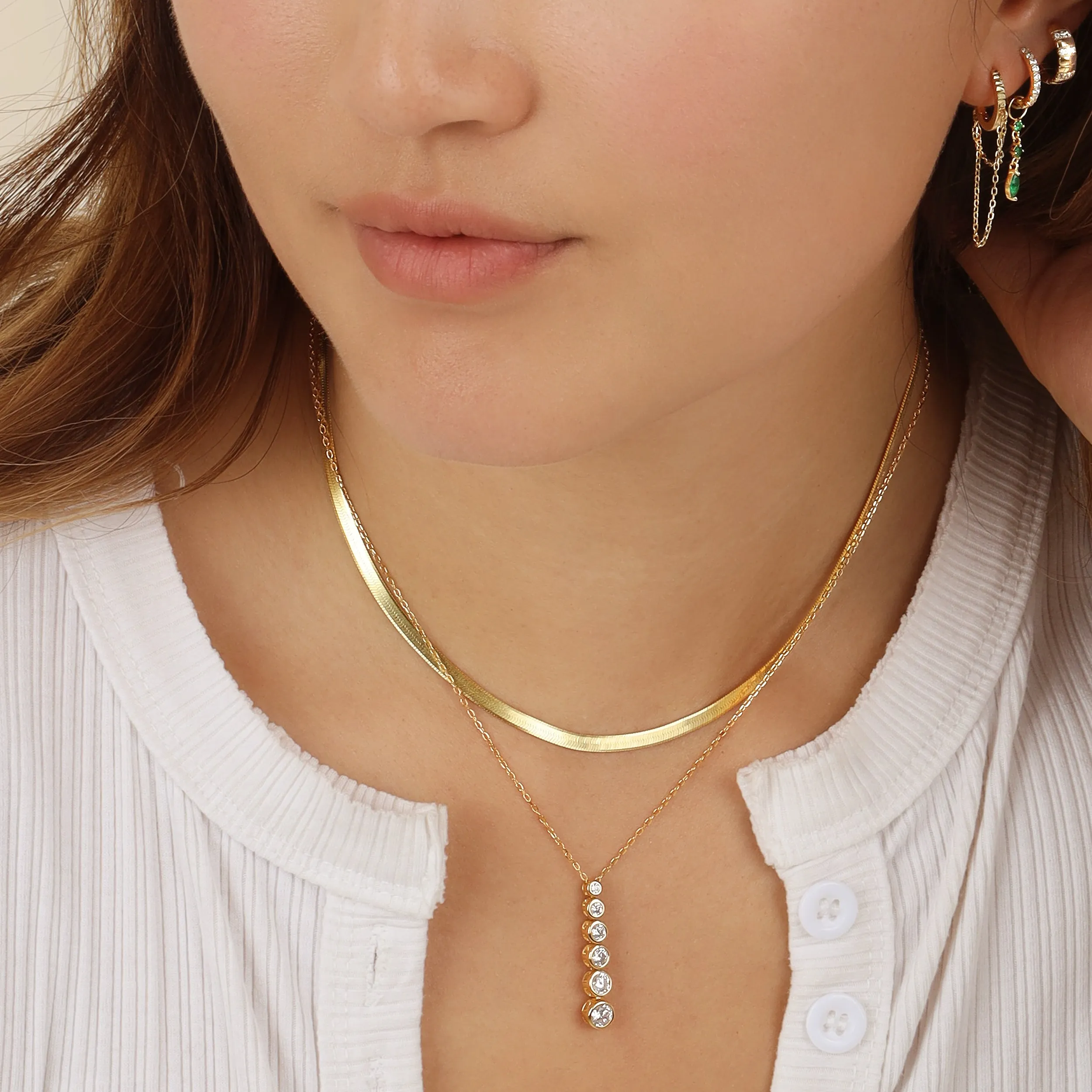 CZ Circle Lariat Necklace