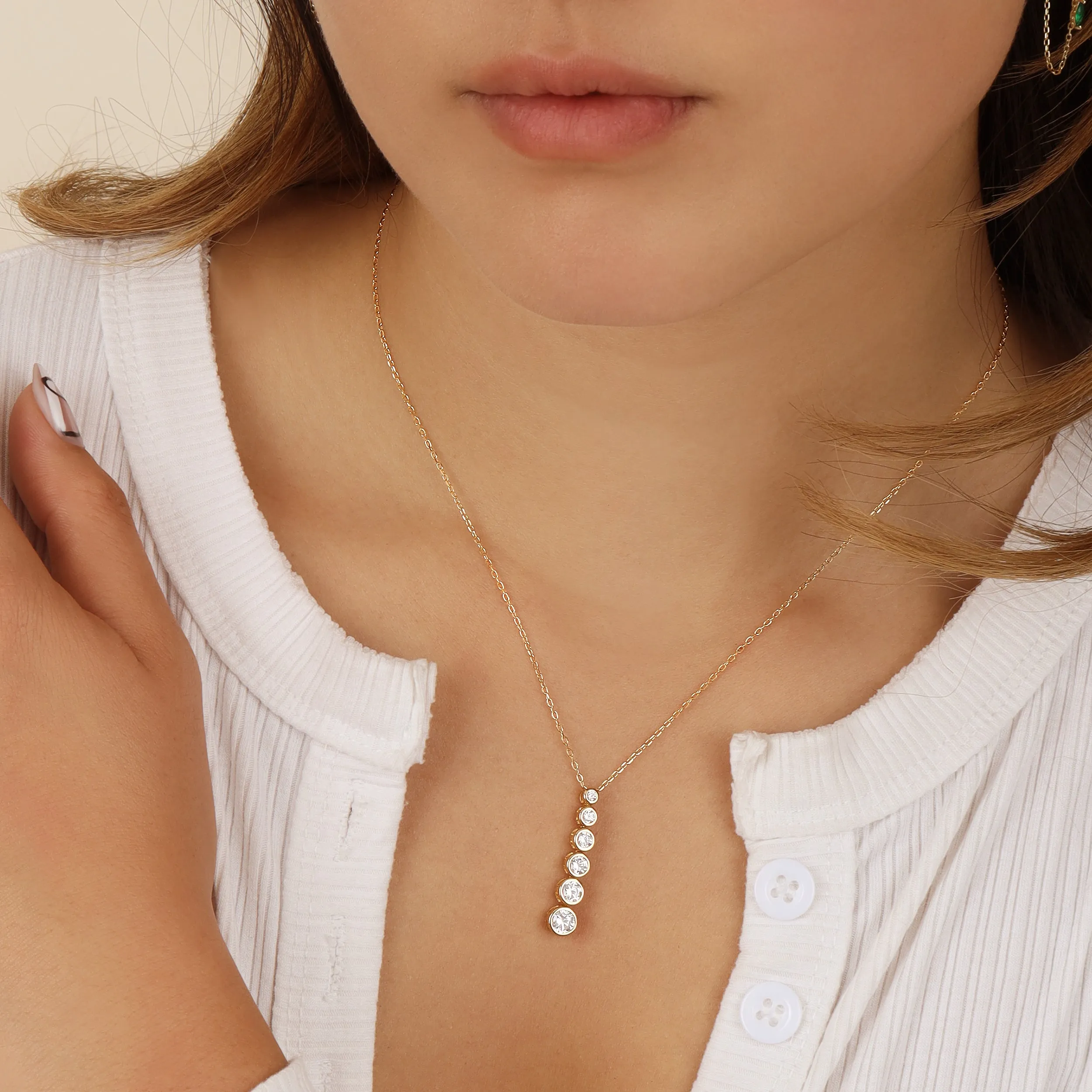CZ Circle Lariat Necklace