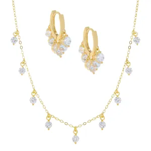 CZ Dangle Earring X Necklace Combo Set
