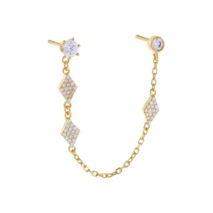 CZ Multi Shape Chain Stud Earring