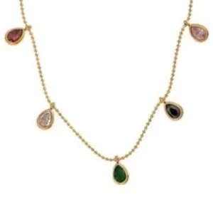 Dainty Teardrop in Ball and Chain Necklace | Erika Williner Designs
