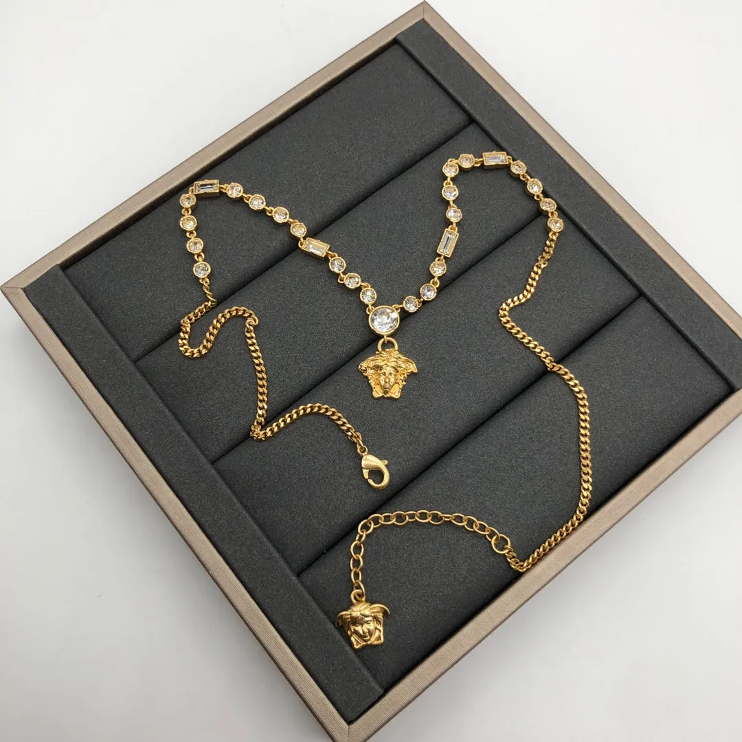 delicate crystal brass necklace