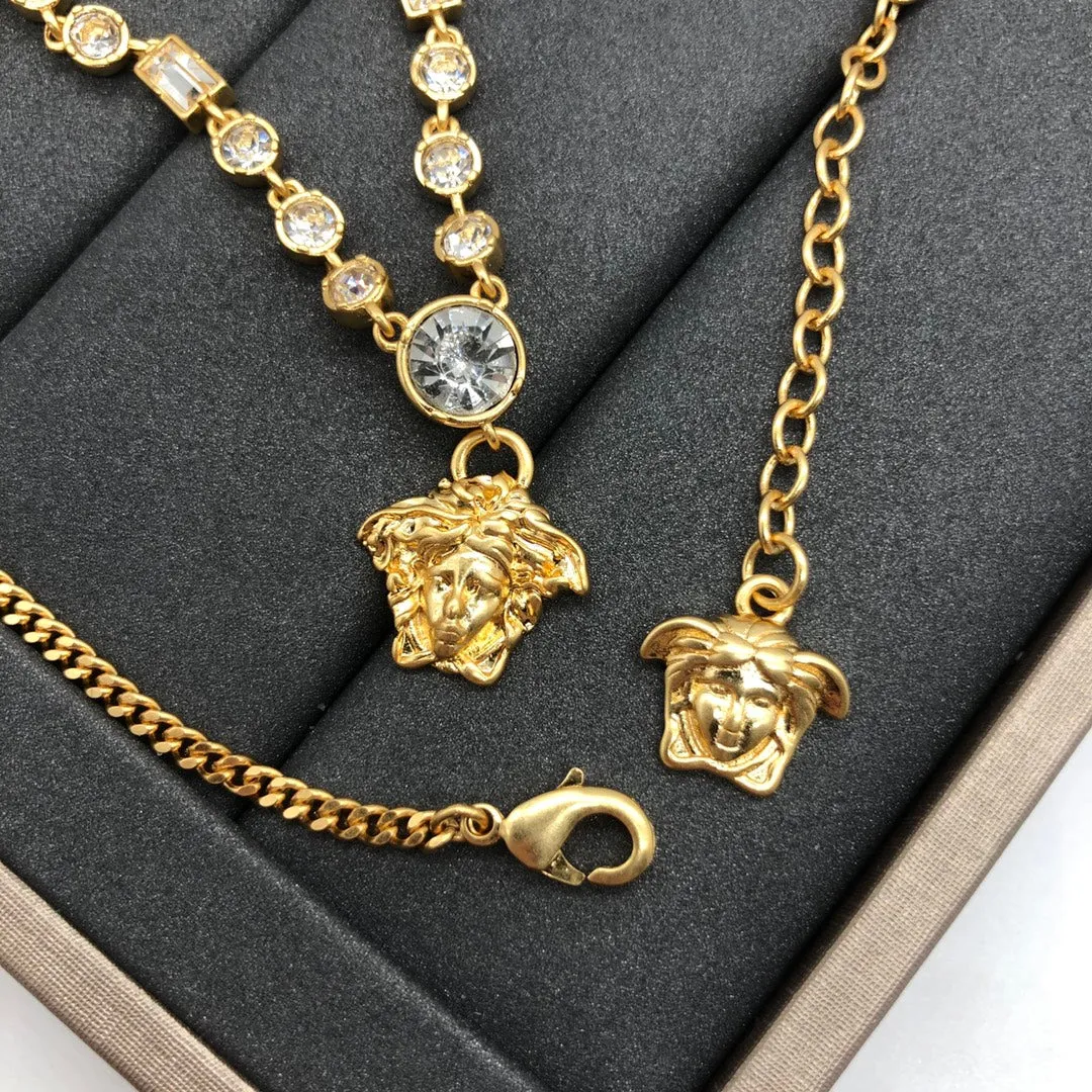 delicate crystal brass necklace