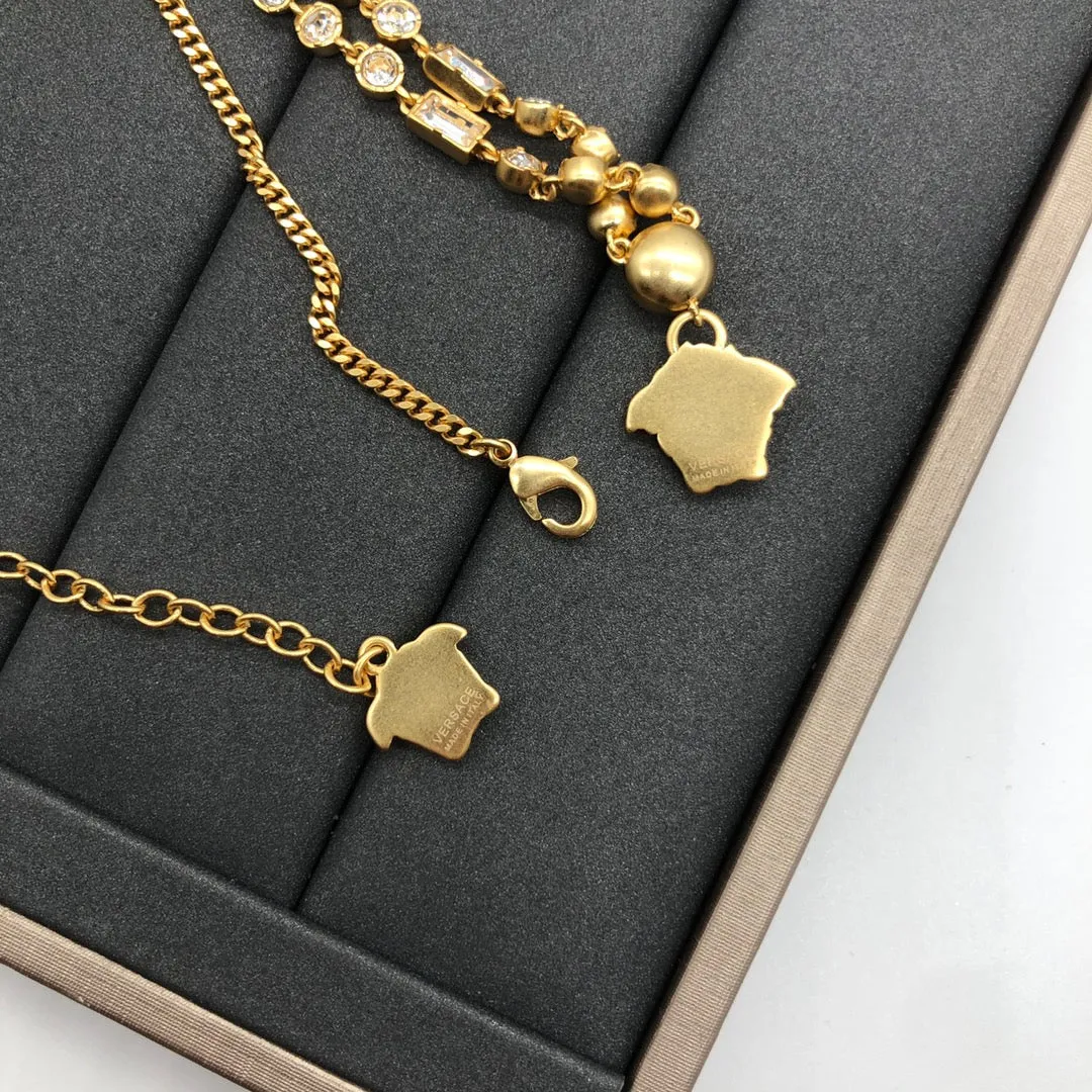 delicate crystal brass necklace