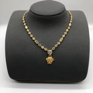 delicate crystal brass necklace