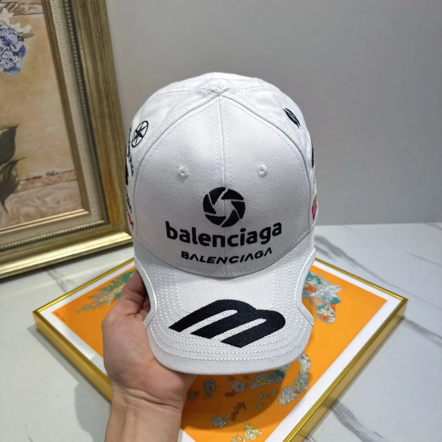 Delicate embroidered hats