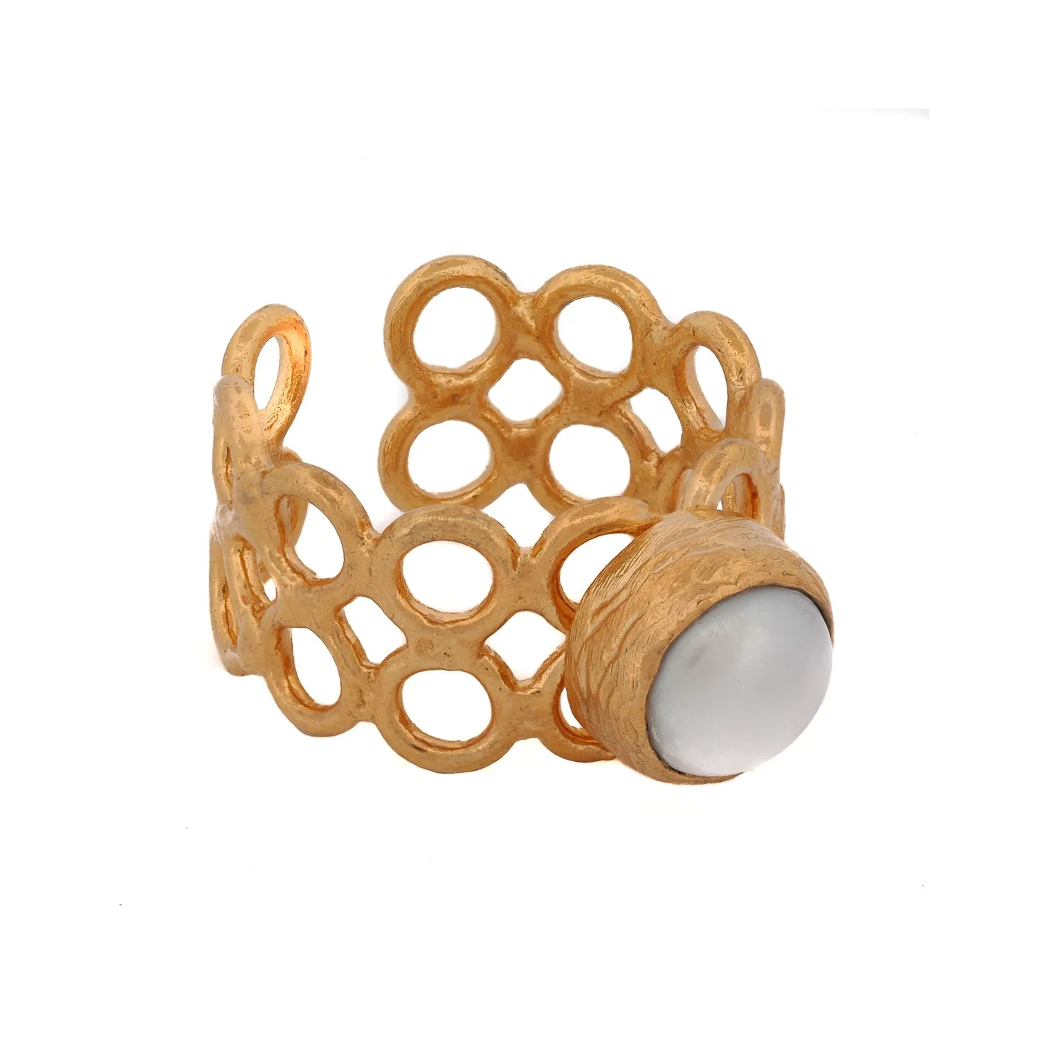 Delicate Gold & Pearl Adjustable Ring