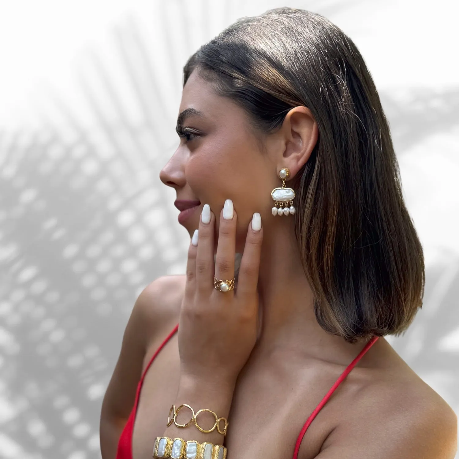 Delicate Gold & Pearl Adjustable Ring
