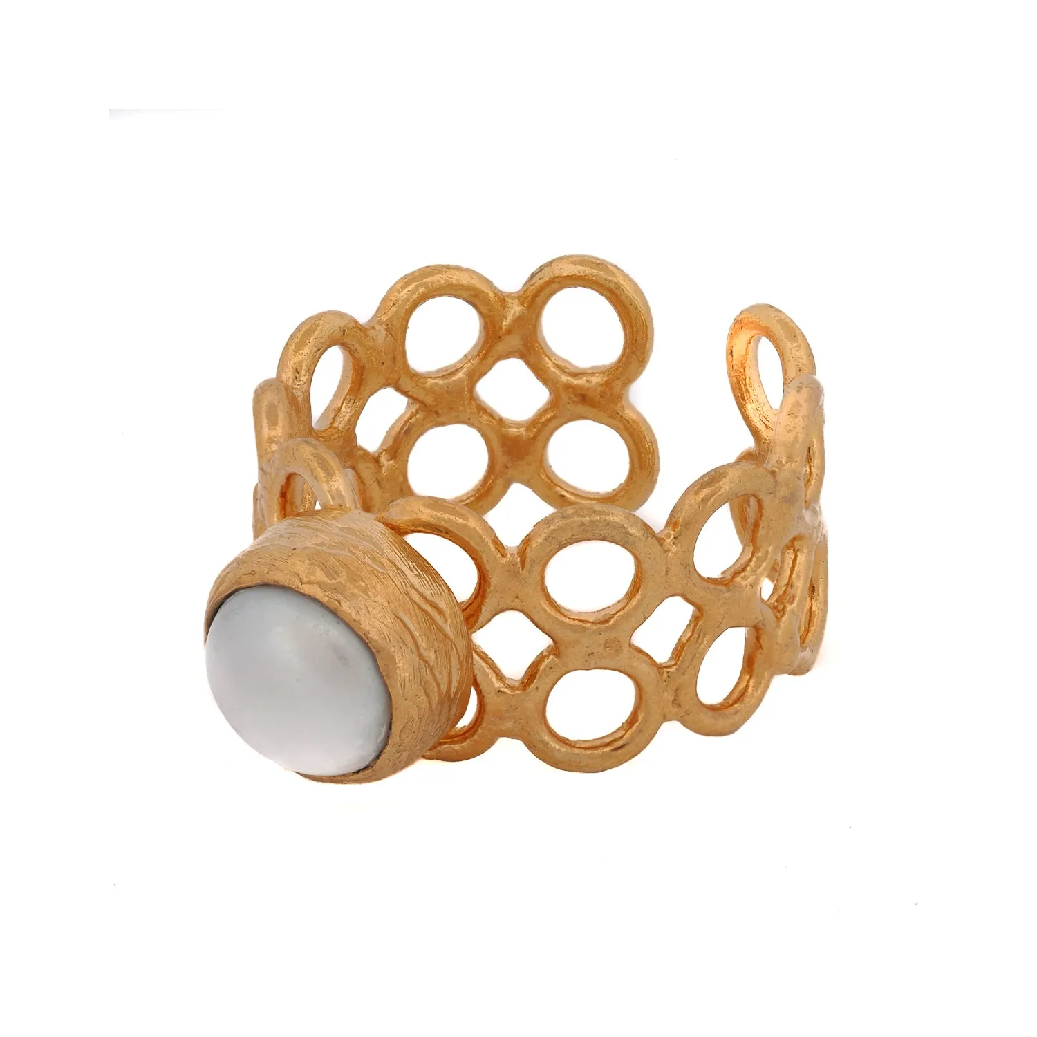 Delicate Gold & Pearl Adjustable Ring