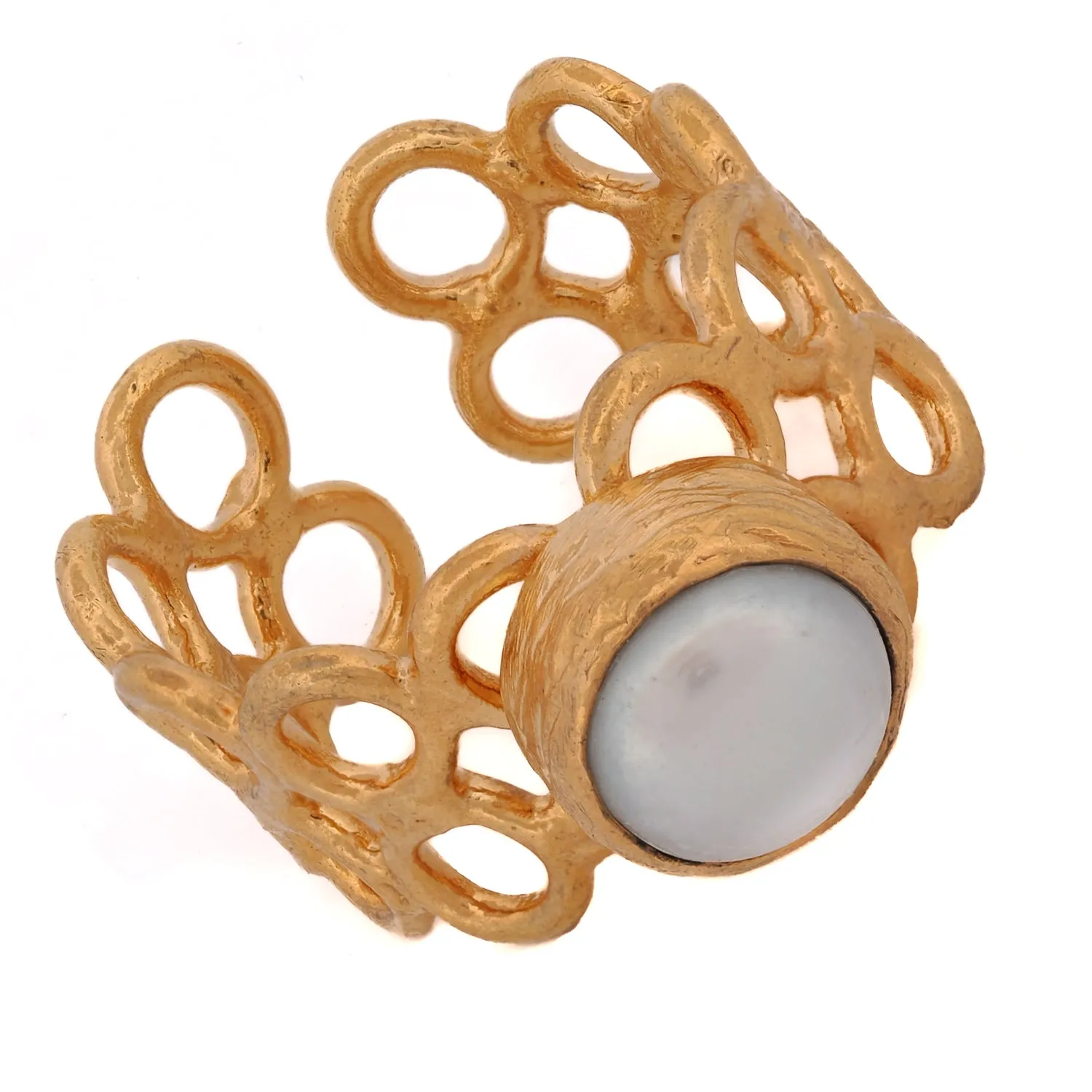 Delicate Gold & Pearl Adjustable Ring
