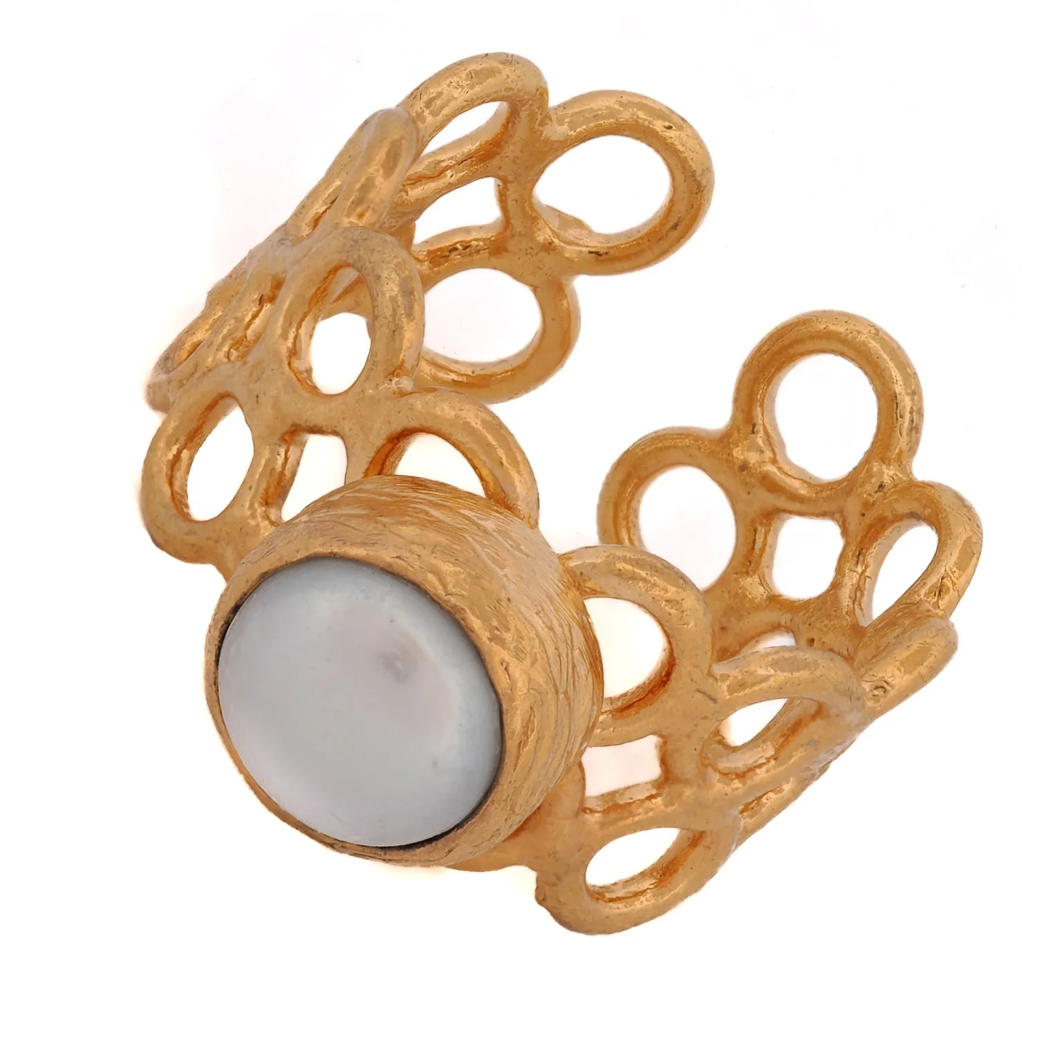 Delicate Gold & Pearl Adjustable Ring