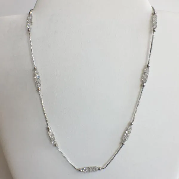 Delicate Mesh and Swarovski Crystals Necklace, 17"