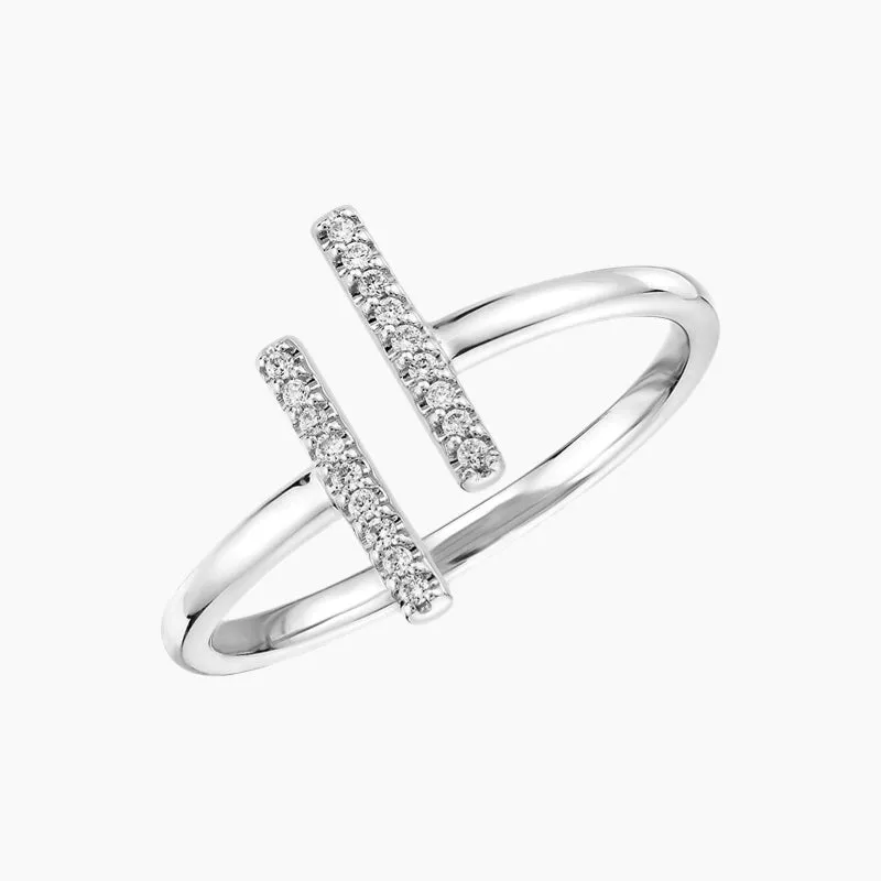 Delicate Pavé Split Bar Fashion Ring