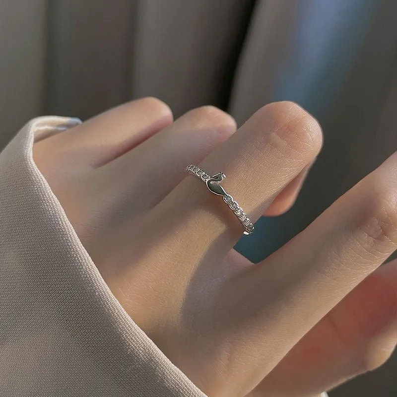 Delicate S925 Silver Swan Open Ring