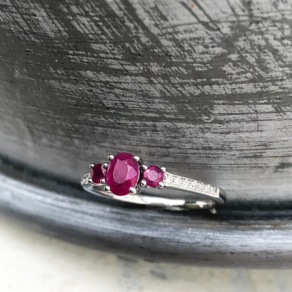 Delicate Trilogy Ruby and Diamond Ring