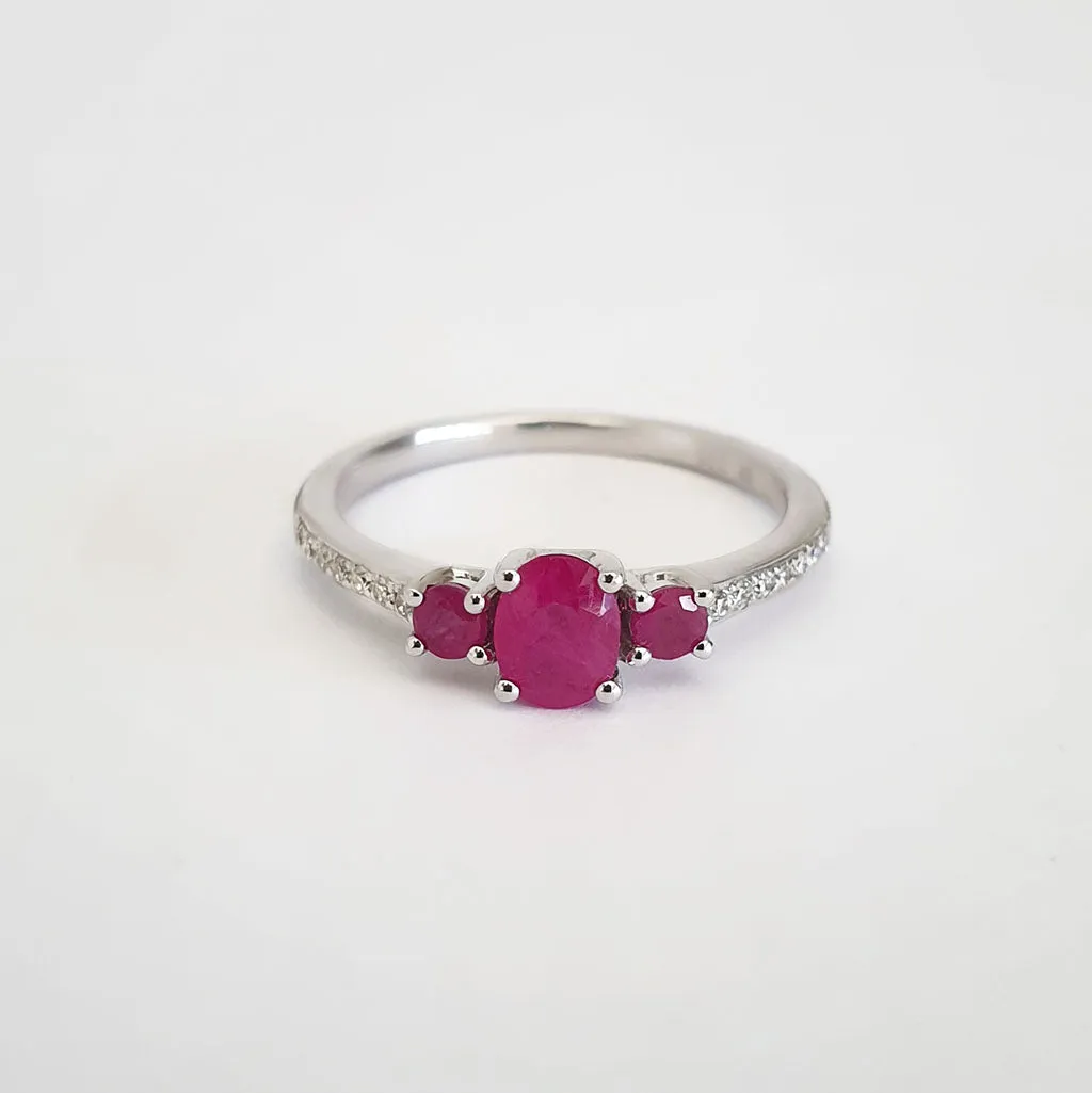 Delicate Trilogy Ruby and Diamond Ring