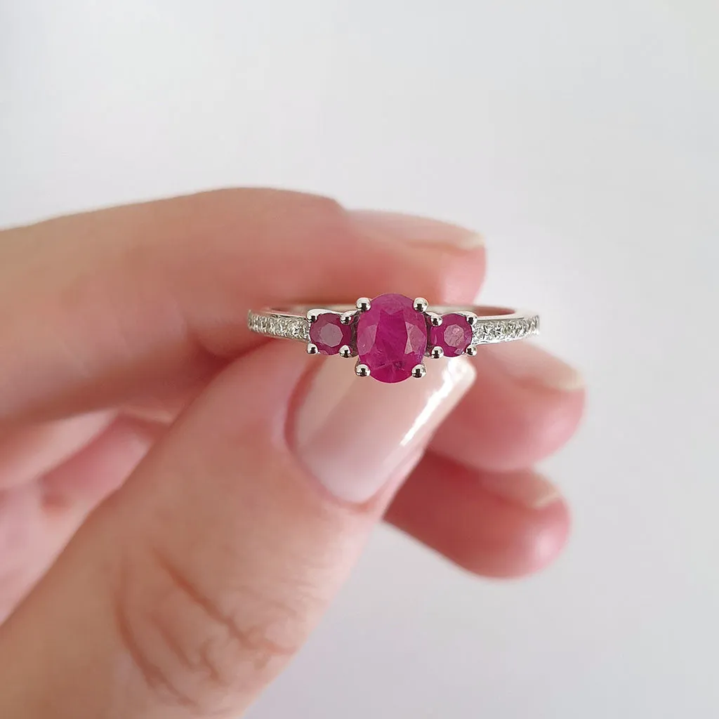 Delicate Trilogy Ruby and Diamond Ring
