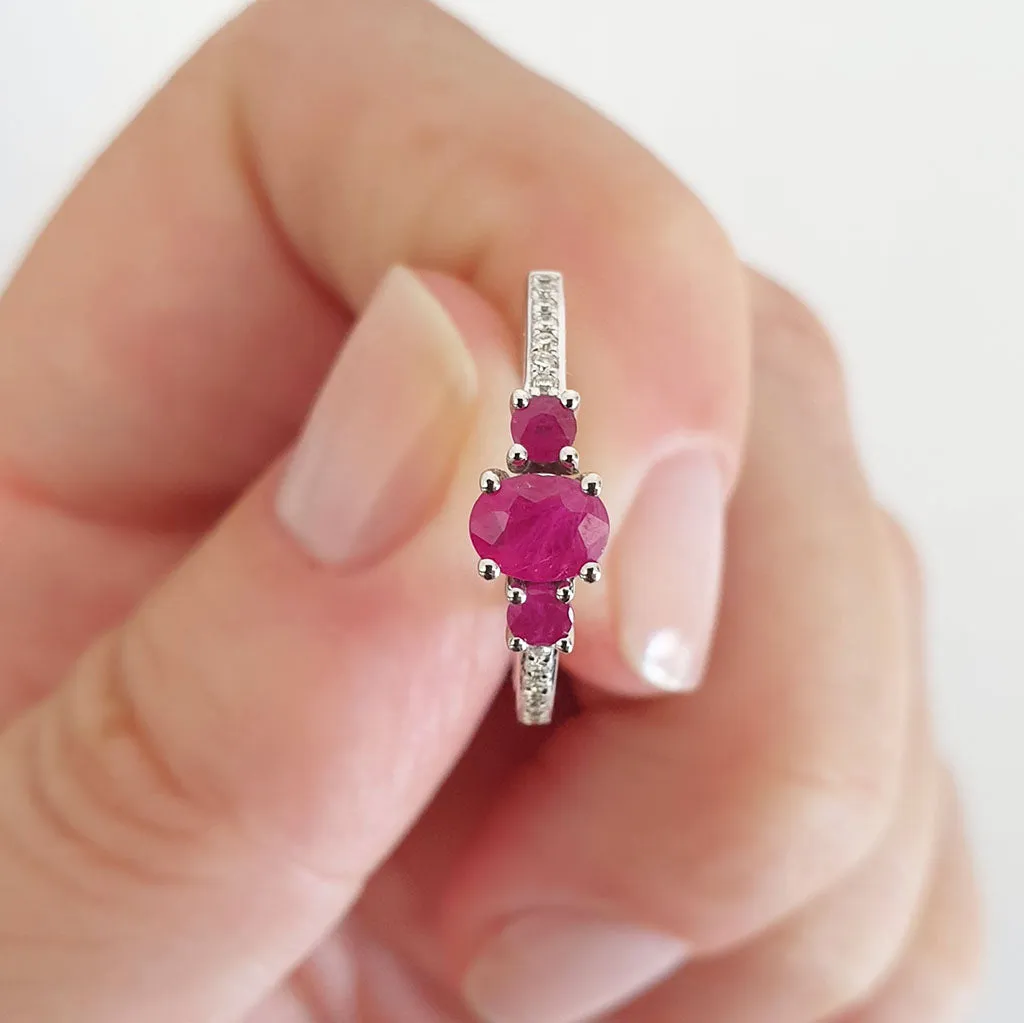 Delicate Trilogy Ruby and Diamond Ring