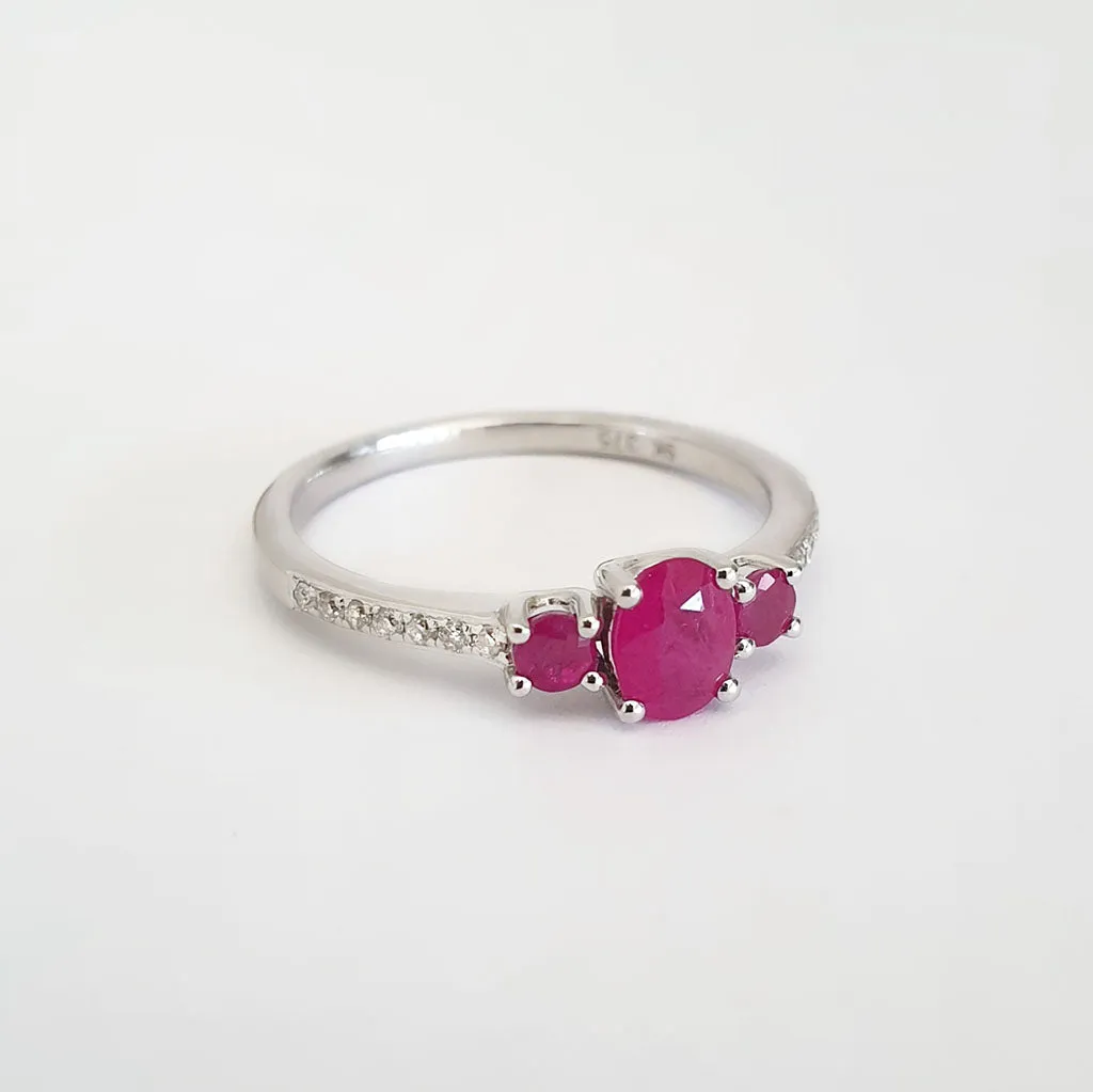 Delicate Trilogy Ruby and Diamond Ring
